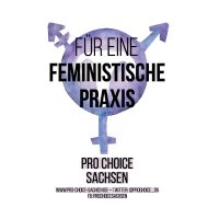 Motiv von pro choice sachsen: "Für eine feministische Praxis", queeres Symbol mit Uterus im Hintergrund, www.pro-choice-sachsen.de