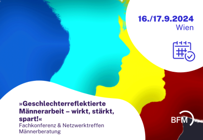 Grafik farbige Silouhetten von MännerköpfenFachkonferenz & Netzwerktreffen Männerberatung Geschlechterreflektierte Männerarbeit – wirkt, stärkt, spart! 16./17. September 2024 