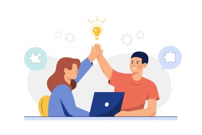 High five mann frau vector-illustration
